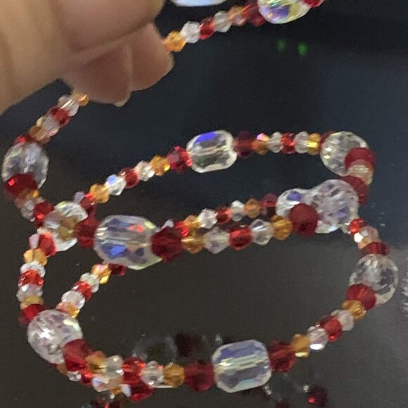 'Fire and Ice' glass beaded coil bracelet (Handmade) - Picture 4 of 4